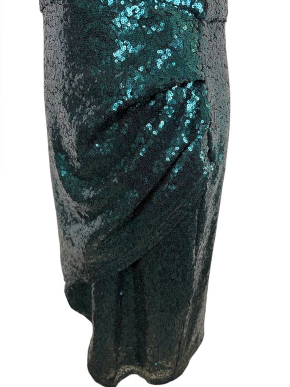 Lulu's Teal Sequin Spaghetti Strap Cocktail Dress L | Asymmetrical Hem - Picture 8 of 11
